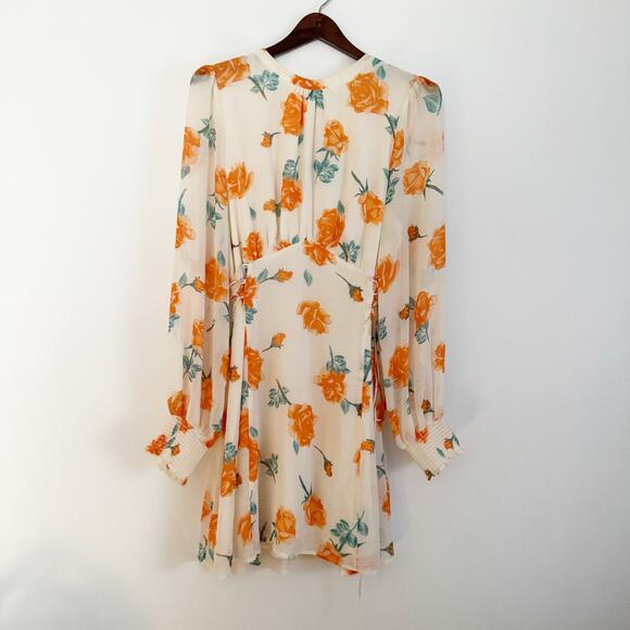 FREE PEOPLE Samantha Long Sleeve Floral Mini Dress Light Combo Large L - Picture 4 of 14